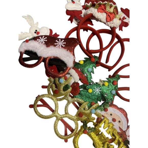 Lot 12 pcs Christmas 6 Headbands & 6 Novelty Glasses New - Picture 4 of 5